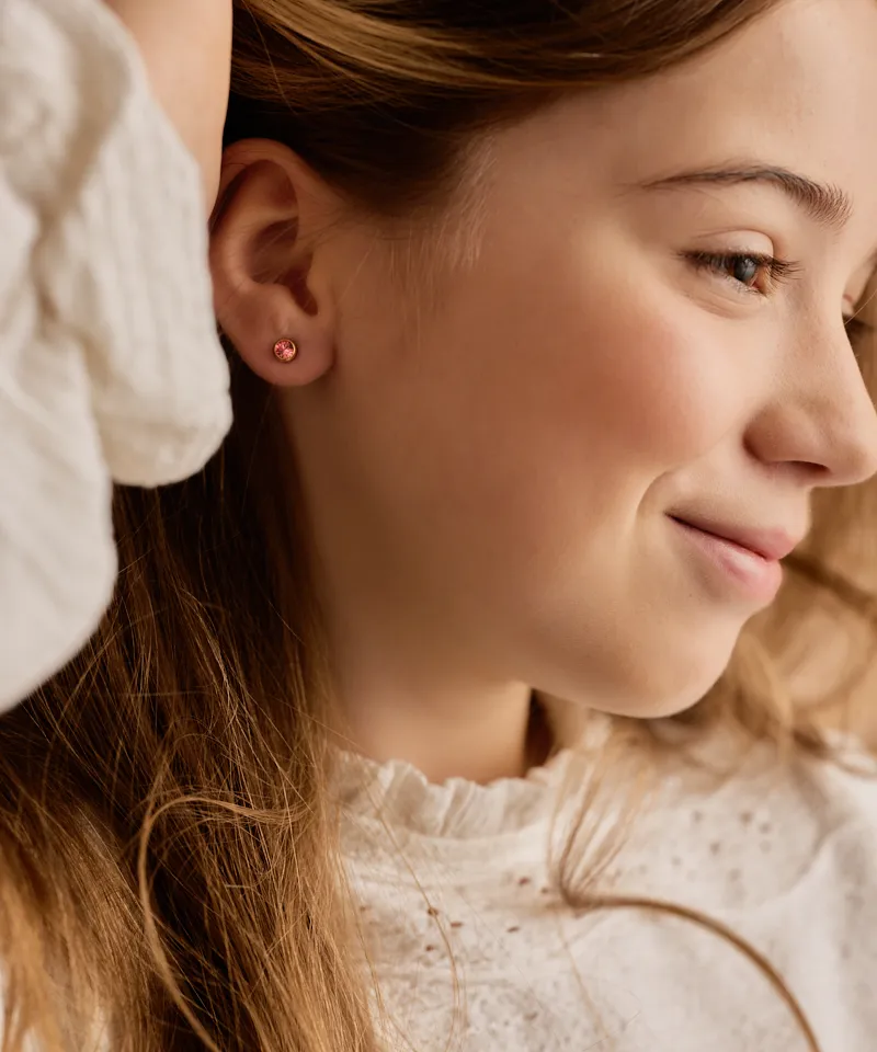 Rosa krystaller med innfatning i medisinsk titan 5 mm - Bilde 3