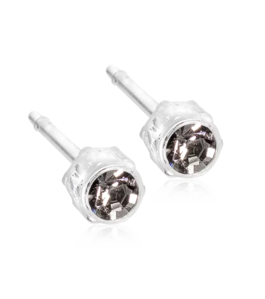 Øredobber i medisinsk plast med en vakker svart Swarovski-krystall - Bilde 3