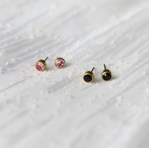 Svarte Swarovski krystall-øredobber 3 mm - Bilde 3