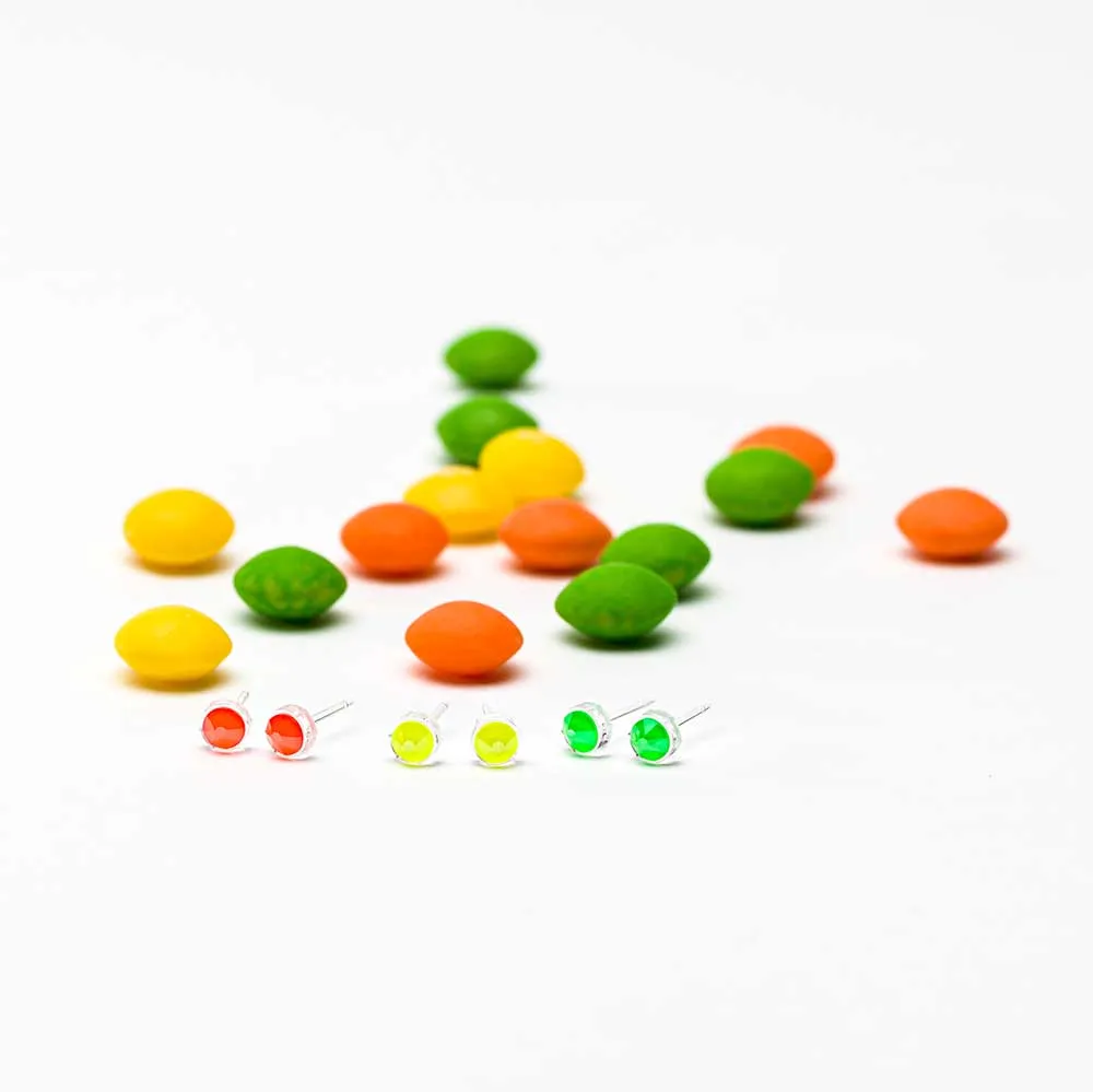 Electric green Swarovski-krystall øredobber 6 mm - Bilde 6